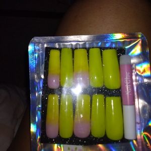 Set of large neon ombre nails